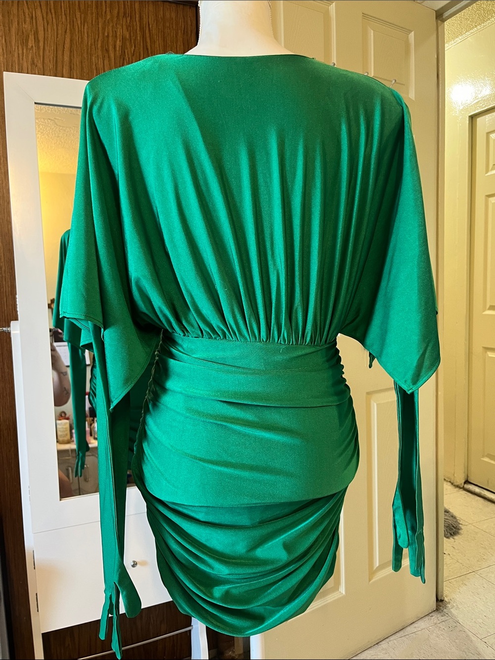 A Classy Chic Boutique Emerald Green Ruched Mini Dress - Picture 6 of 10